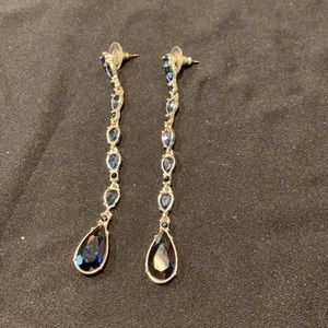 Silver and navy blue earrings